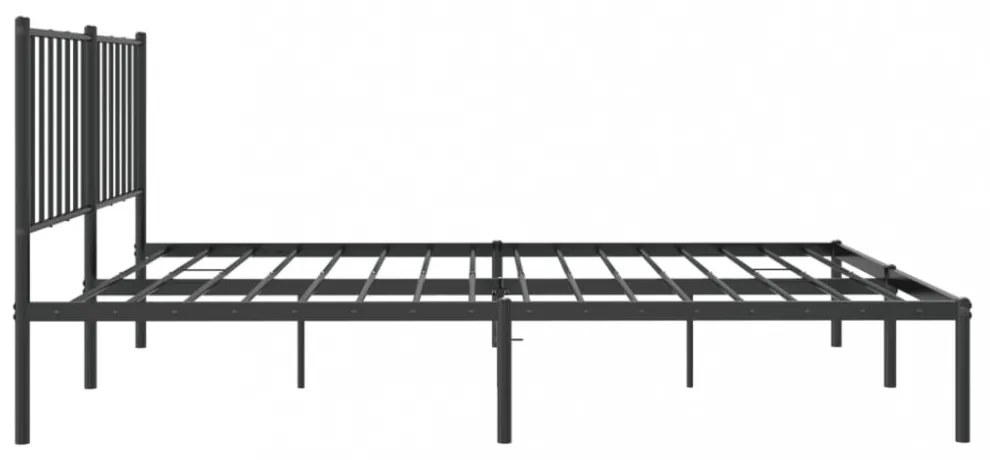 fekete fém ágykeret fejtámlával 120 x 200 cm