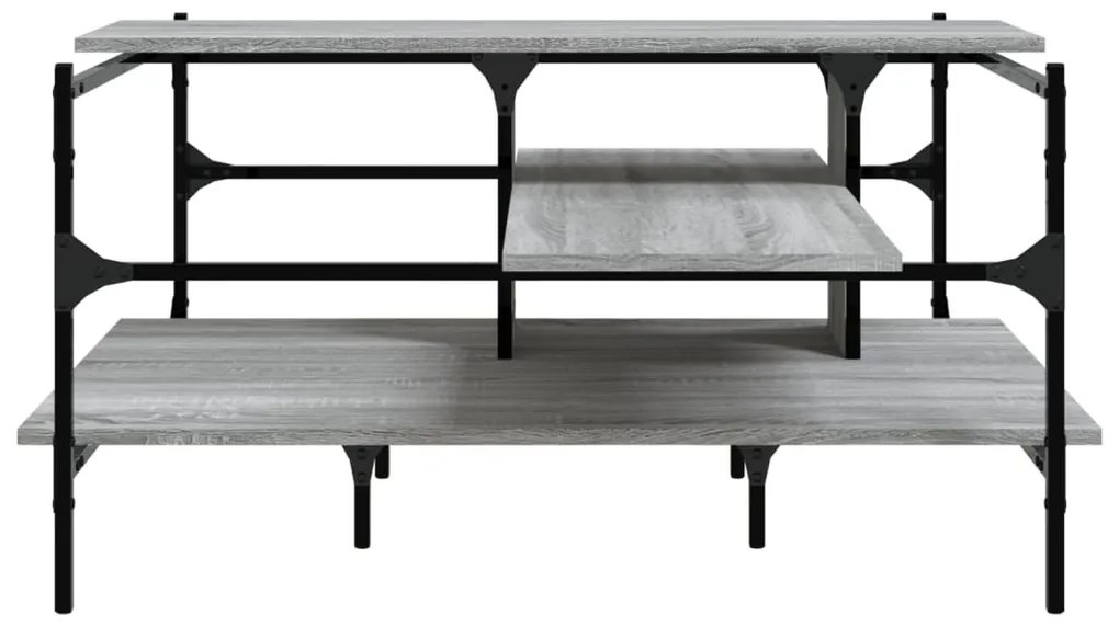 Szürke sonoma szerelt fa dohányzóasztal 100x100x48,5 cm