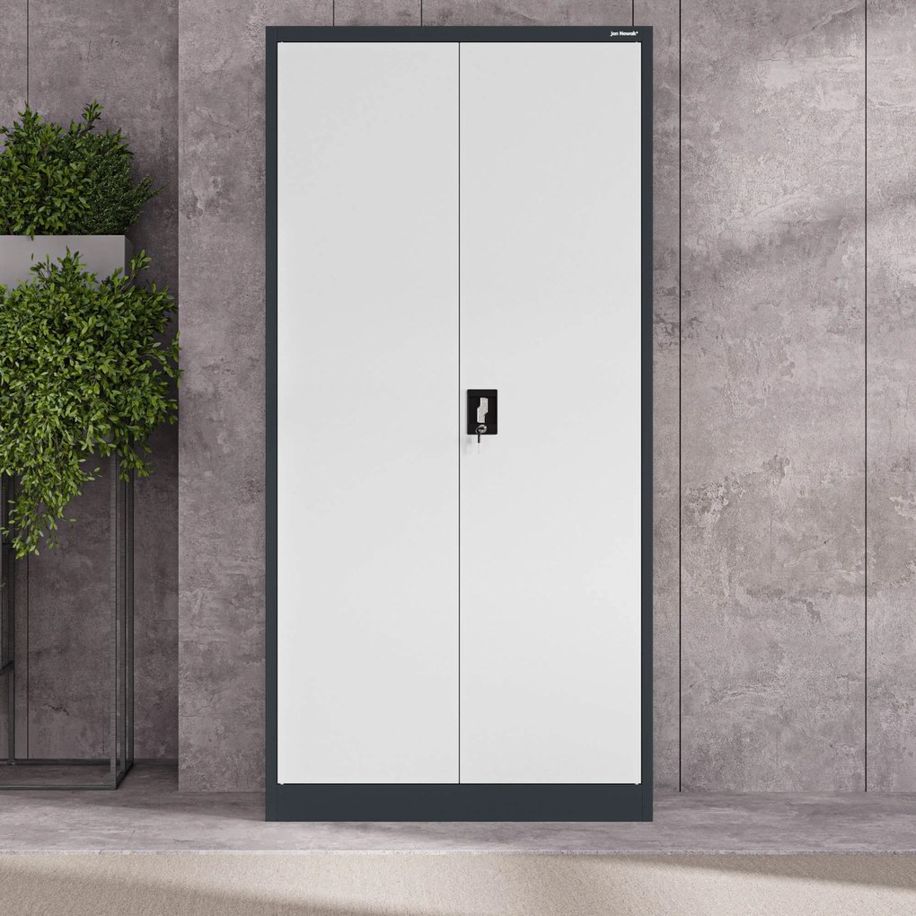 Fém iratszekrény JAN, 900 x 1850 x 400 mm, antracit-fehér