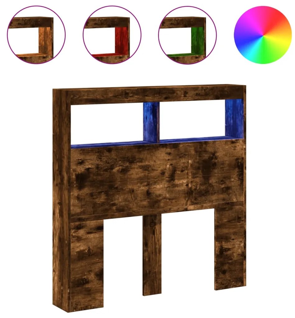 füstös tölgy színű áthidalószekrény LED-ekkel 100 x 17 x 102 cm