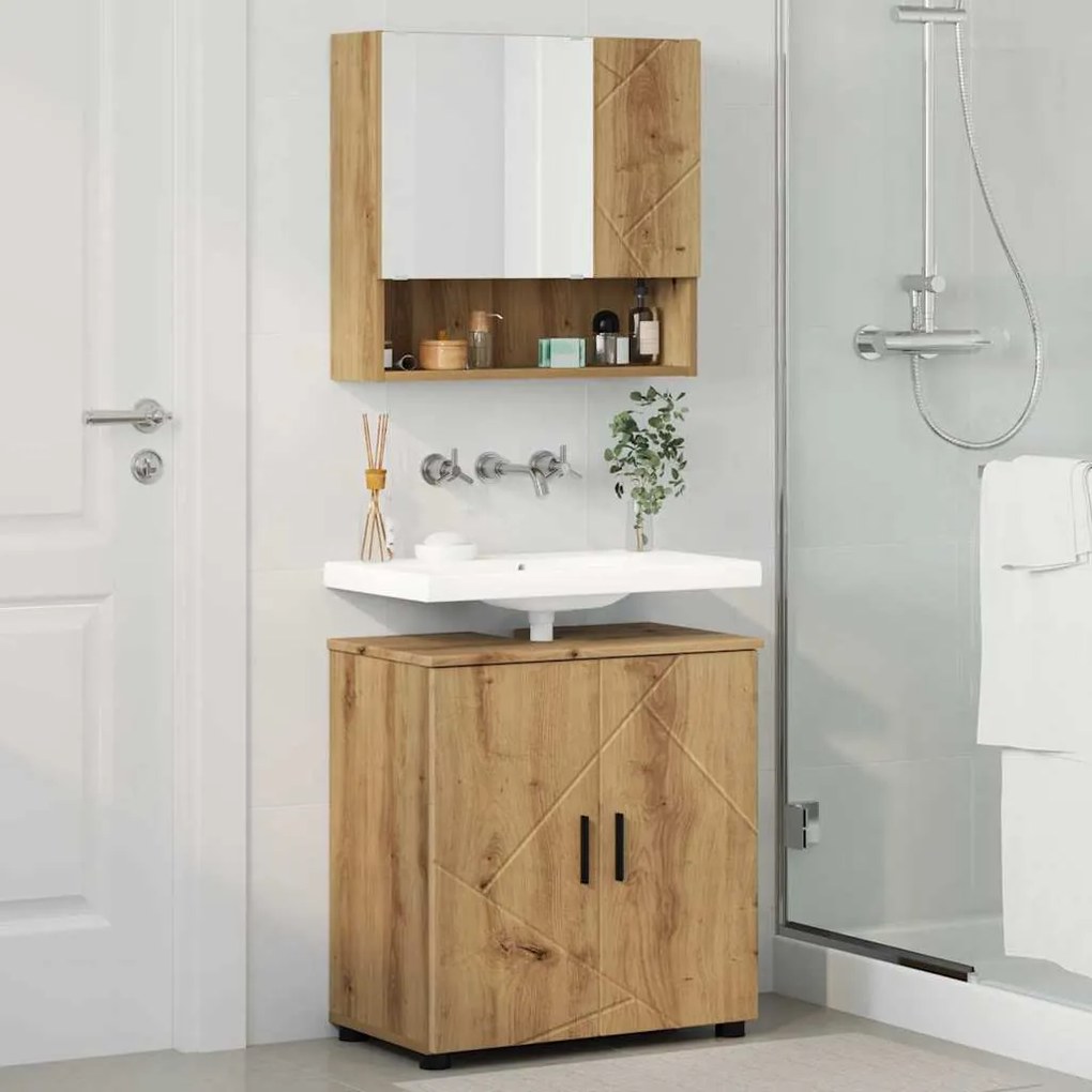 Fürdőszoba bútor szett 2 pcs kézműves tölgy 61 x 35 x 64 cm