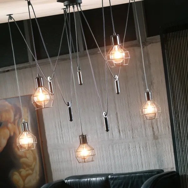 ONLI - Csillár zsinóron PÓK 5xE27/15W/230V pók fekete