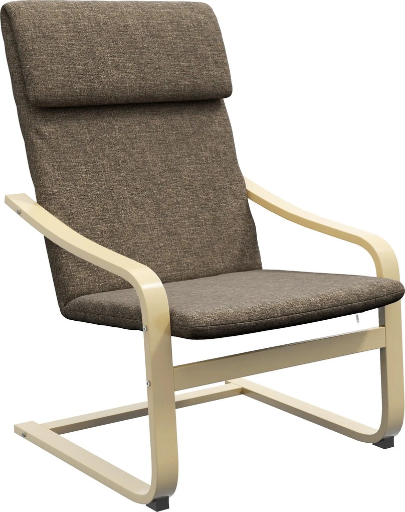 HOMCOM Relaxáló Fotel, Fejtámaszos Karfa, Ringató Szék, Étkező Szék Linóleum Hatású Kárpittal, Barna 65 x 69 x 98 cm | Aosom