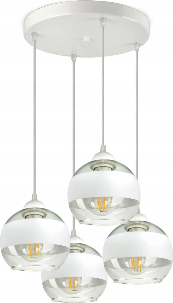 Mennyezeti Függő Lámpa Csillár Fehér Üveg Gömbök White Belt EZ4 Led E27