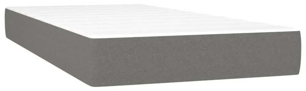 sötétszürke szövet rugós és LED-es ágy matraccal 90x190 cm