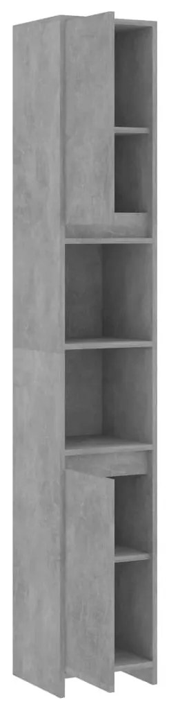 Betonszürke szerelt fa fürdőszobaszekrény 30 x 30 x 183,5 cm