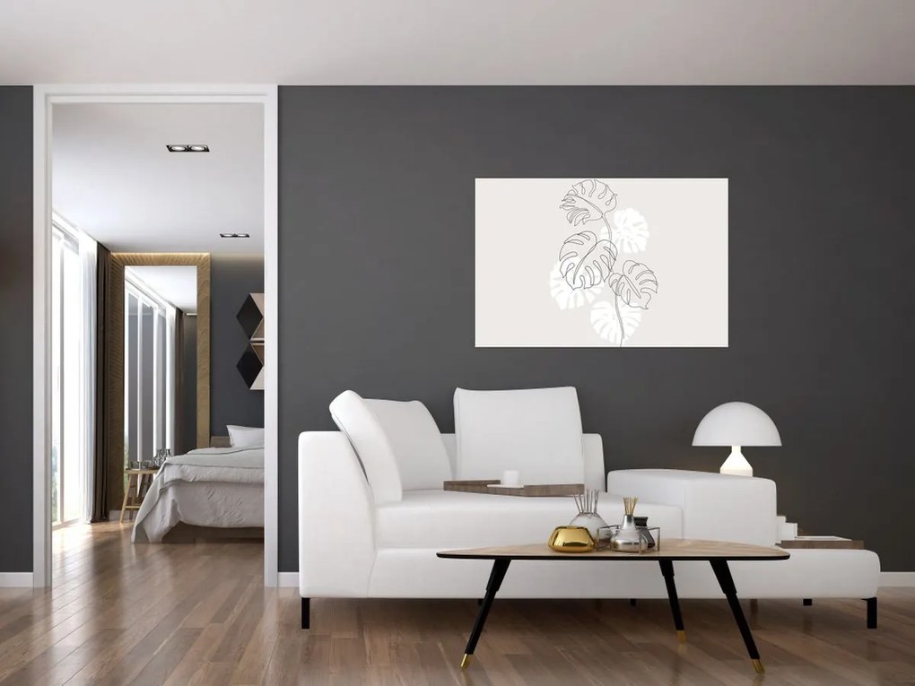 Kép - Vonalkép monstera N⁰3 (90x60 cm)