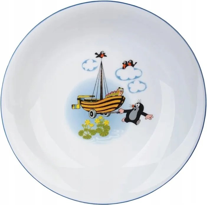 Gyerek porcelán mélytányér Vakond csónakkal 20cm, Thun 1794 as