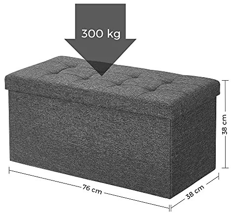 SongmicsHome OTO tárolós puff, 76x38x38cm, antracit