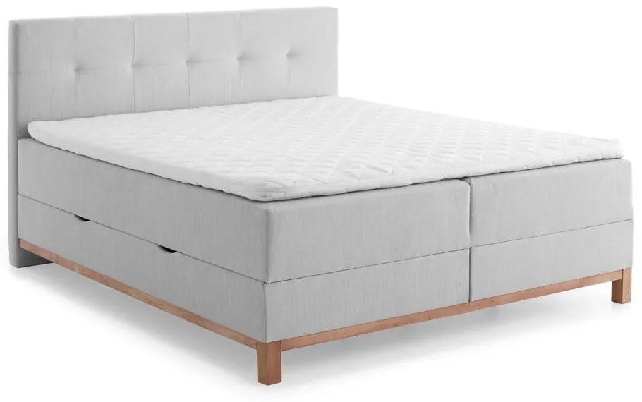 Világosszürke boxspring ágy tárolóhellyel 180x200 cm Catania - Meise Möbel