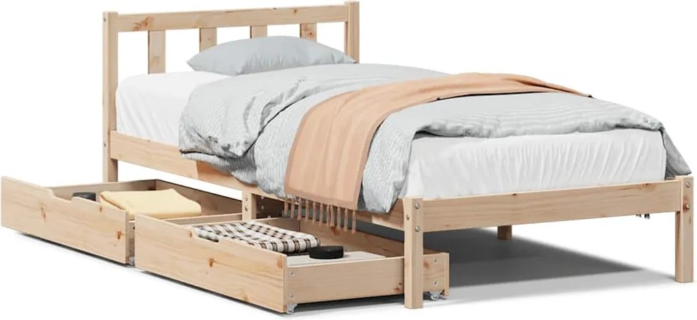 vidaXL tömör fenyőfa ágy matrac nélkül 100 x 200 cm