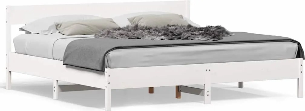 vidaXL fehér tömör fenyőfa ágy matrac nélkül 180 x 200 cm