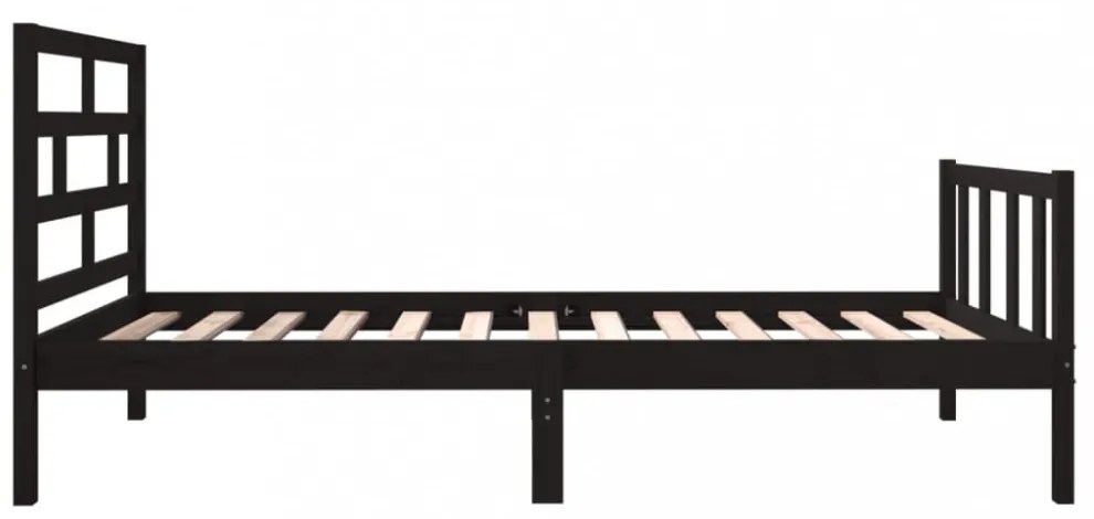 Small Single fekete tömör fenyőfa ágykeret 75 x 190 cm