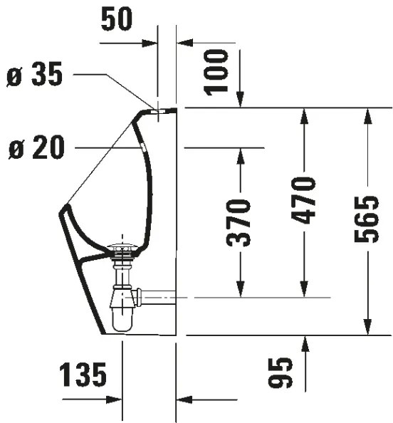 Duravit 828300000 - D-CODE piszoár, felső bekötés, hátsó lefolyás, kerámia/fényes fehér