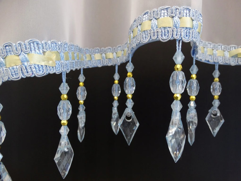 Mg Függöny Fátyol ív gyöngyök Kék hosszú 300x155cm