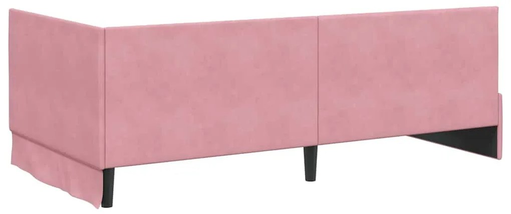 Sarokágy keret fejtámlával Rózsaszín 100 x 200 cm Bársony