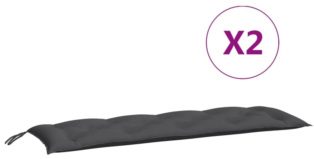 2 db antracit oxford szövet kerti padpárna 150 x 50 x 7 cm
