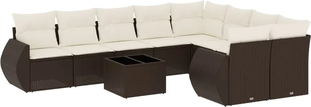 vidaXL 10 részes barna polyrattan kerti ülőgarnitúra párnákkal