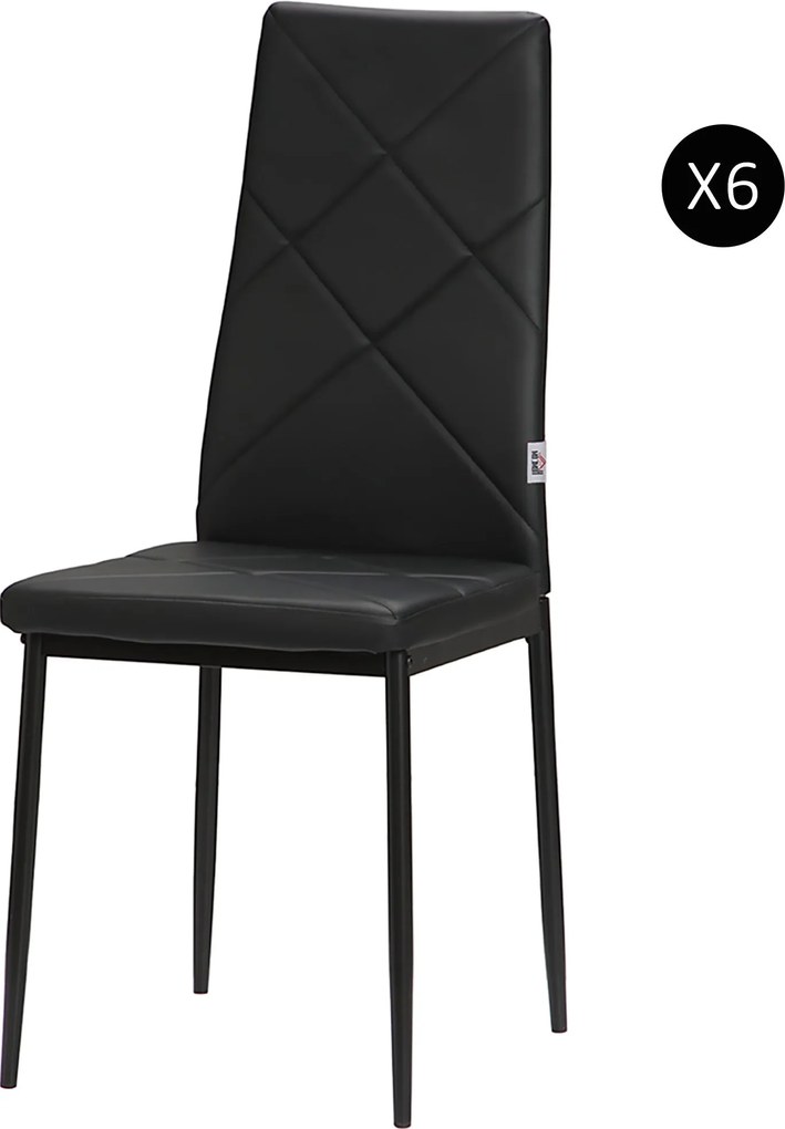HOMCOM 6 db kárpitozott mag háttámlás étkezőszék, konyhai székek műbőrből gyémánttűzéssel, csúszásmentes lábak és acél lábak étkezőbe, 41x50x97 cm, fe