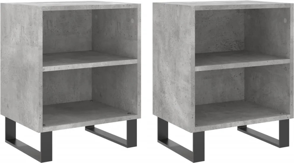 vidaXL 2 db betonszürke szerelt fa éjjeliszekrény 40x30x50 cm