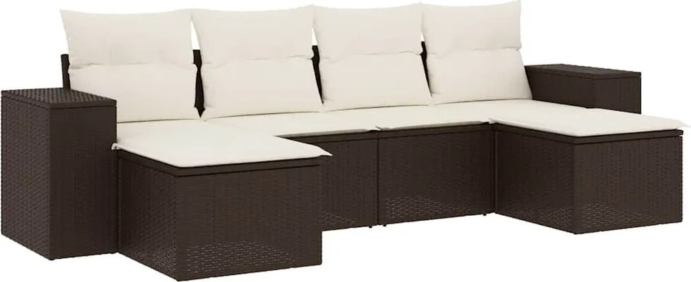 vidaXL 6 részes barna polyrattan kerti ülőgarnitúra párnával
