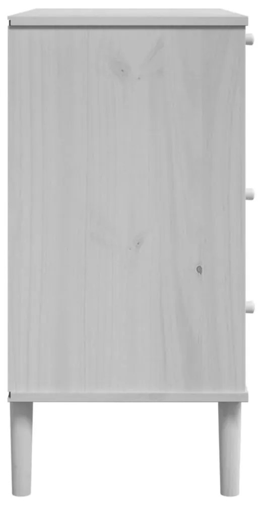 SENJA fehér rattan hatású tömör fenyőfa komód 80 x 40 x 80 cm