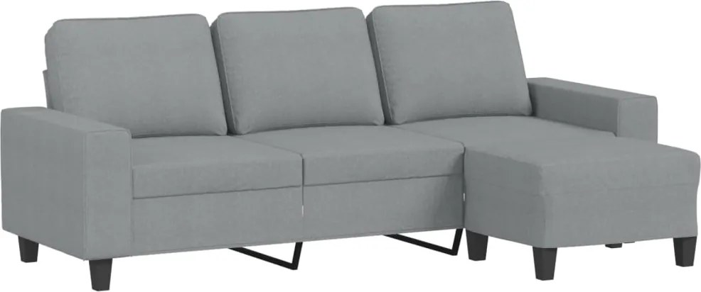 vidaXL 3 személyes világosszürke szövet kanapé lábtartóval 180 cm