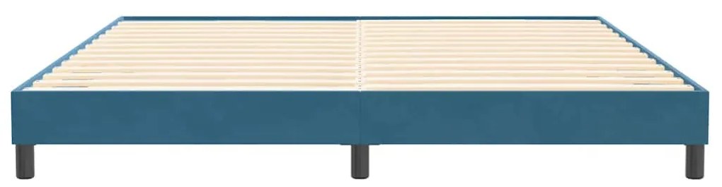 sötétkék bársony rugós ágy matrac nélkül 200x210 cm