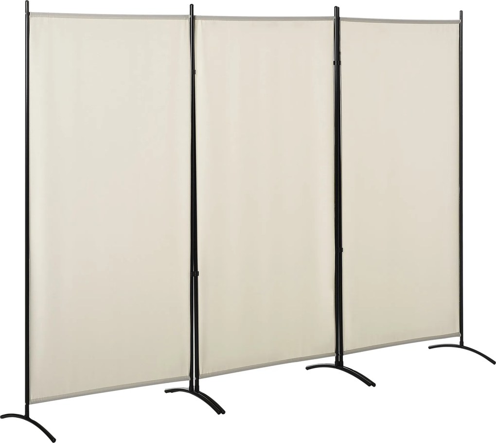 HOMCOM 3-Panel Szobafallal Leválasztó Képernyő 253x50x182 cm Hajtható Szobafal 6 Fémbal lábbal Privát Képernyő Irodához és Hálószobához Beige | Aosom