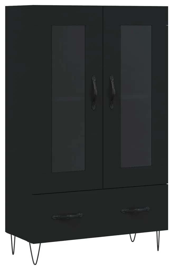 fekete szerelt fa magasszekrény 69,5 x 31 x 115 cm
