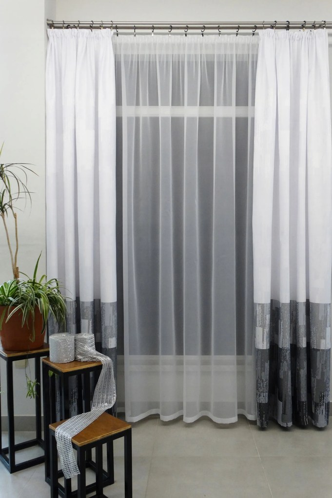 Mg Függöny Repülőgép fehér 150x280 varrott szalaggal