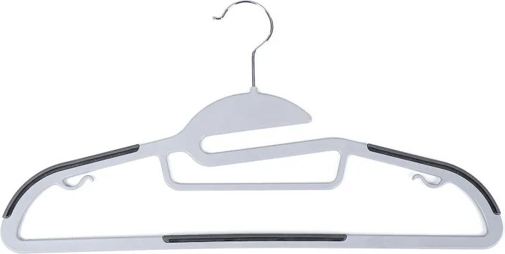 Műanyag vállfa készlet 50 db, csúszásmentes, 41,5 cm, szürke, ezüst