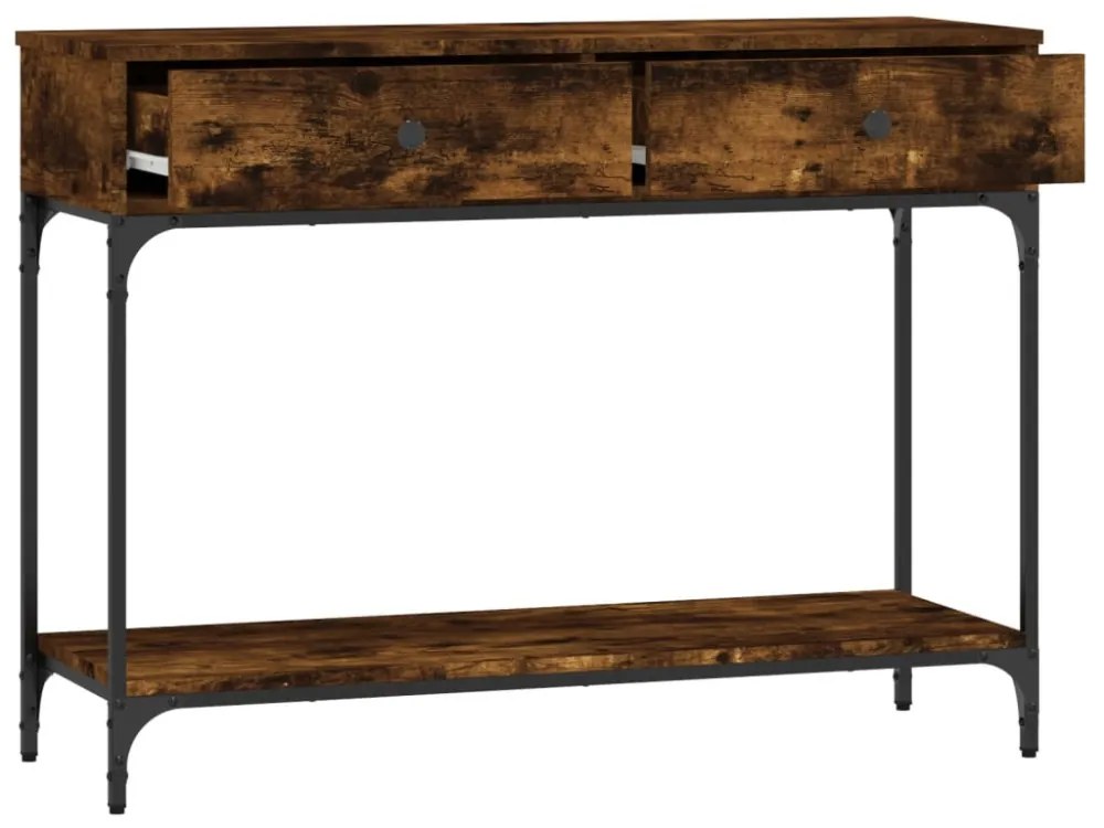 füstös tölgy színű szerelt fa tálalóasztal 100 x 34,5 x 75 cm