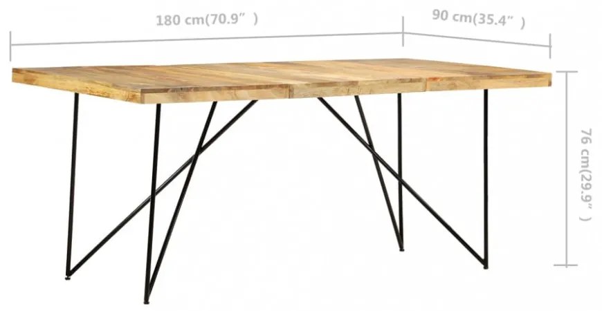 tömör mangófa étkezőasztal 180 x 90 x 76 cm