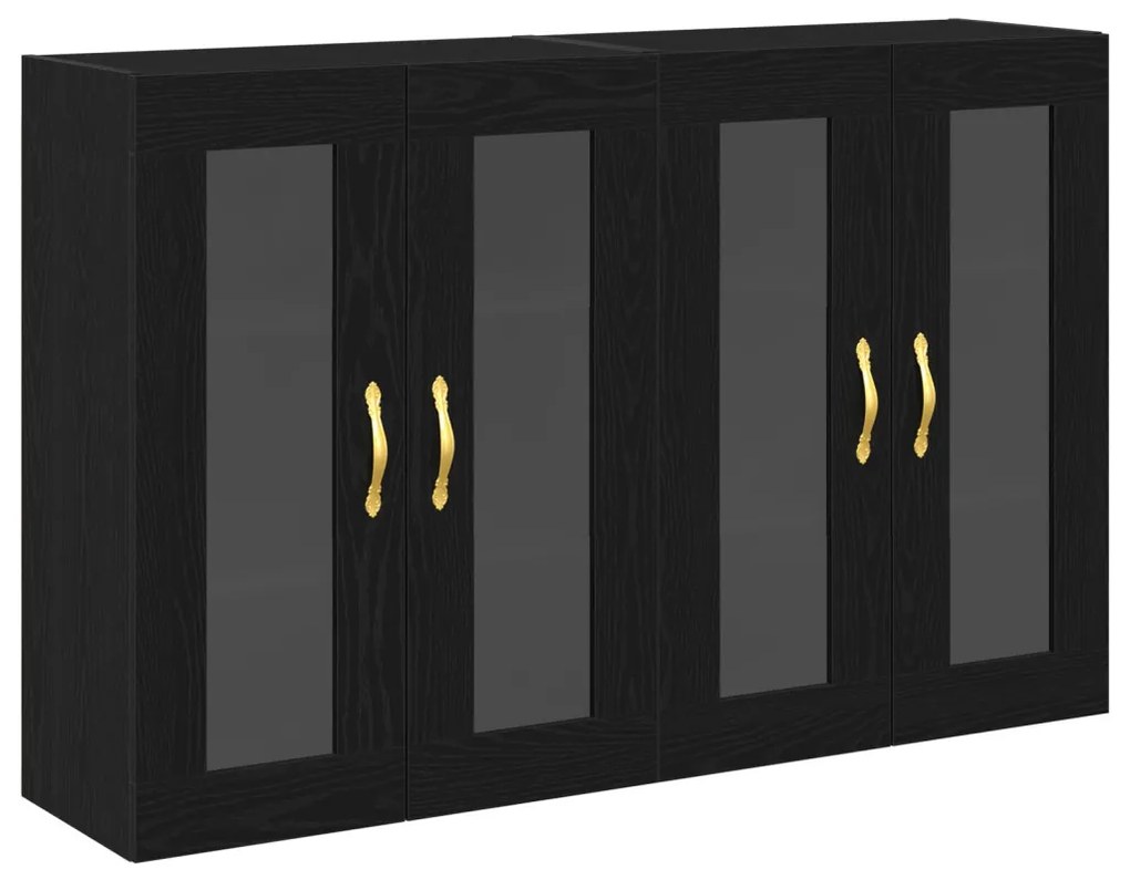 Fali Szekrények 2 db Fekete Tölgy 69,5x34x90 cm Mérnöki Fa