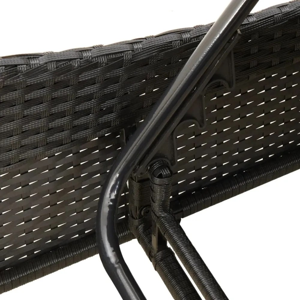 fekete polyrattan napozóágy párnákkal 114x205x73 cm