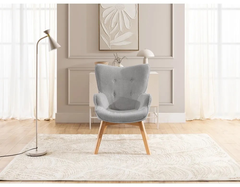 Szürke kordbársony fotel Niko – Ropez