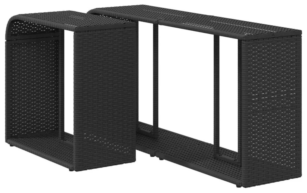 2 db fekete polyrattan tárolópolc