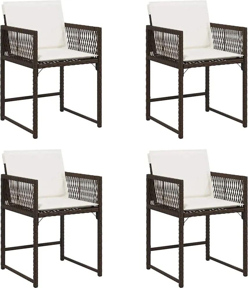 vidaXL 4 db barna polyrattan kerti szék párnával