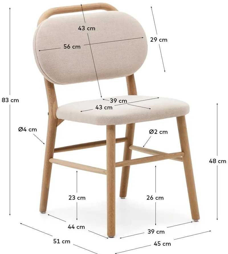 Bézs étkezőszék szett 2 db-os Helda – Kave Home
