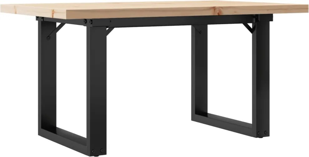 vidaXL tömör fenyőfa és acél O-vázú dohányzóasztal 80x50x40,5 cm
