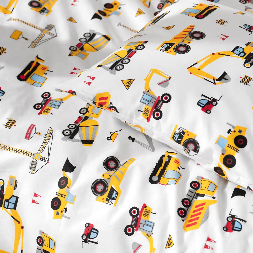Goldea gyerek pamut ágyneműhuzat - teherautók és kotrógépek 140 x 200 és 70 x 90 cm