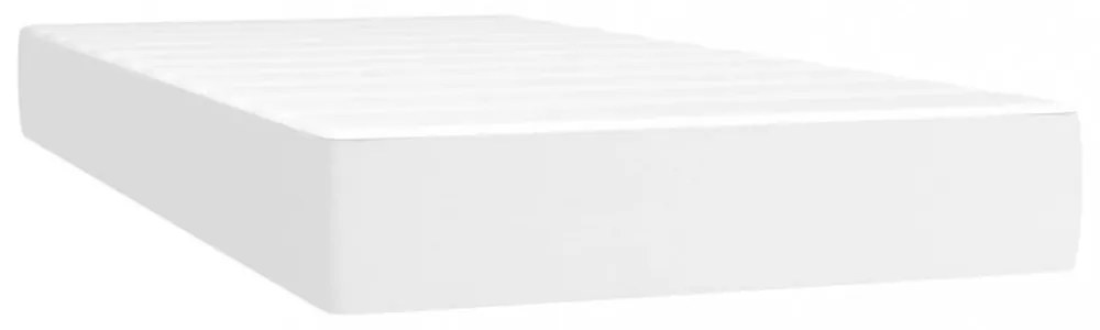 fehér műbőr rugós ágy matraccal és LED-del 200x200 cm