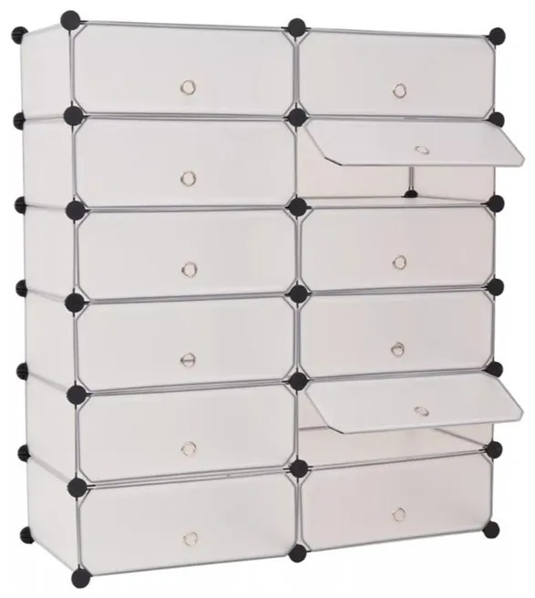 Műanyag elemes cipőtároló szekrény, több színben-fehér