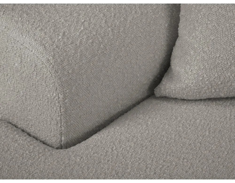 Világosszürke buklé kinyitható tárolóhelyes sarokkanapé (bal oldali-heverő résszel) Kyoto – Cosmopolitan Design