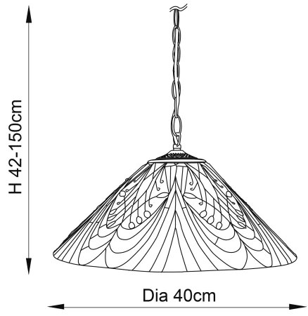 Endon 64162 - Tiffany HECTOR láncos csillár 1x E27/60W/230V, átm. 40 cm