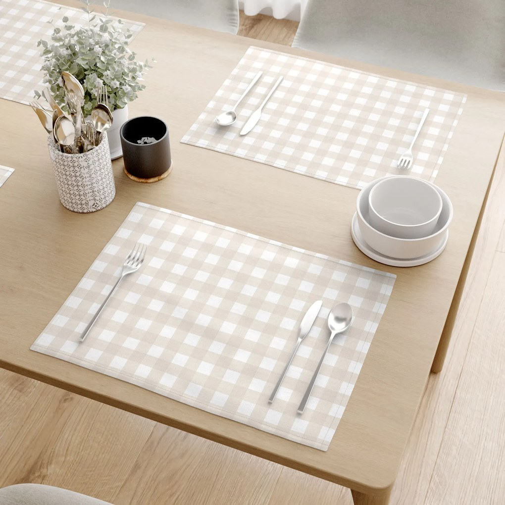 Goldea pamut reggeliző alátét - latté kockás - 2db 30 x 40 cm