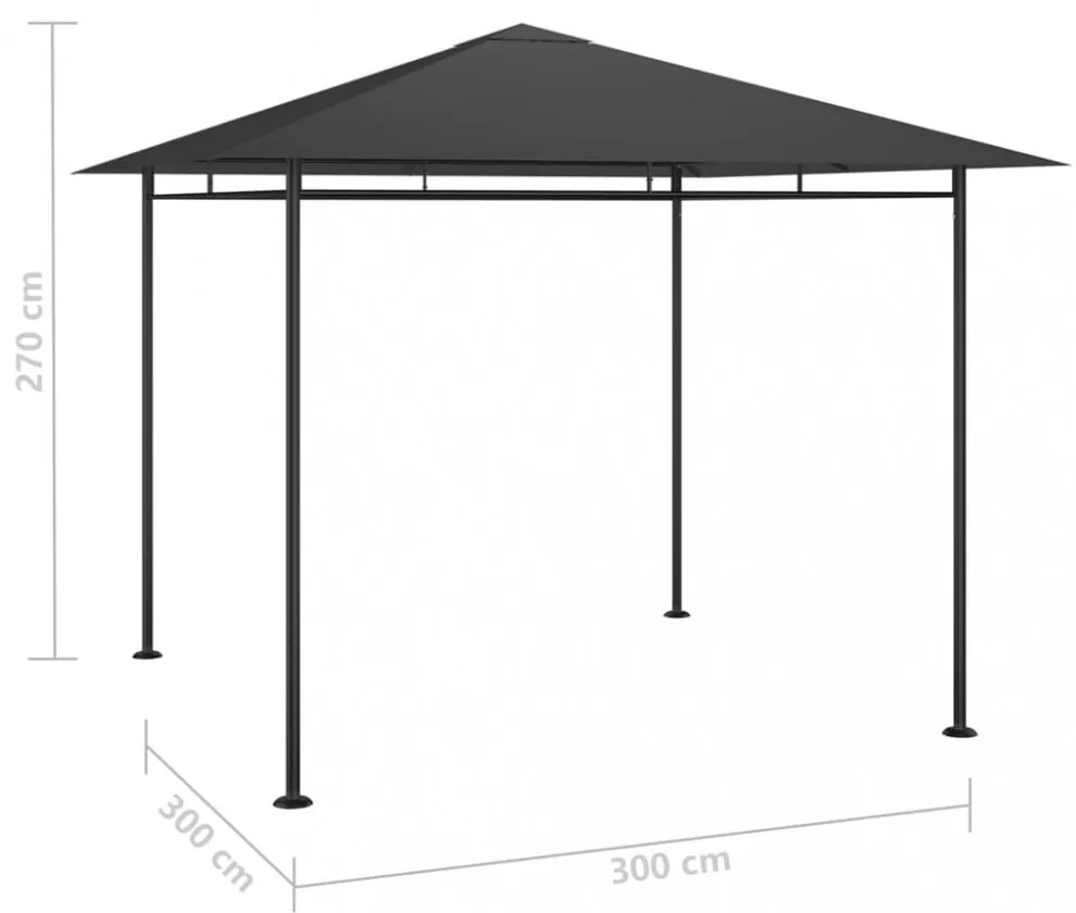 antracitszürke pavilon 3 x 3 x 2,7 m 180 g/m²