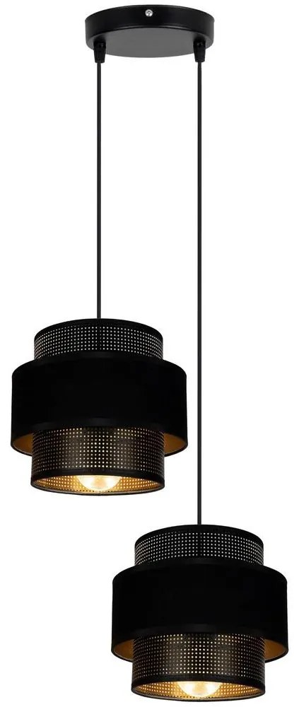 Csillár zsinóron NESS 2xE27/60W/230V á. 30 cm fekete