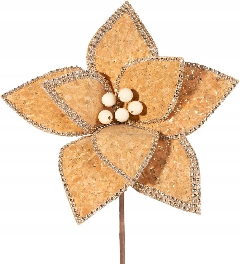 Karácsonyfadísz virág bézs dekoratív nádhoz 25X15 cm Eurofirany